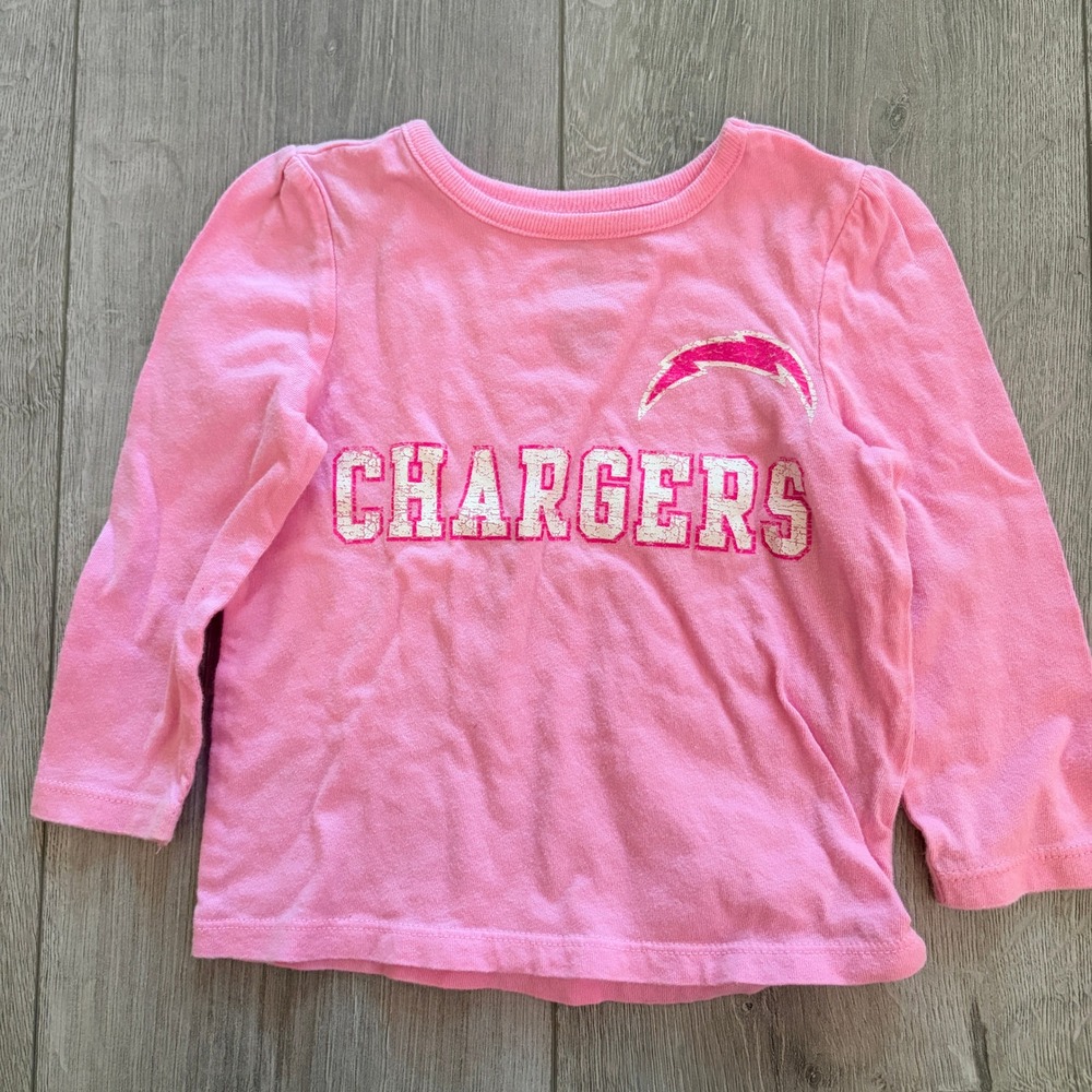 Old Navy NFL LA Chargers Pink Long Sleeve Graphic Tee 12-18M Baby Girl Shirt